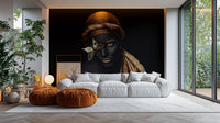 Glitter lips mural art celebrating beauty of Black women.