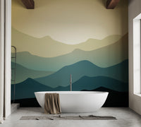 Green mountain landscape wallpaper mural for walls