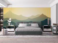 Beautiful green mountain wallpaper mural design