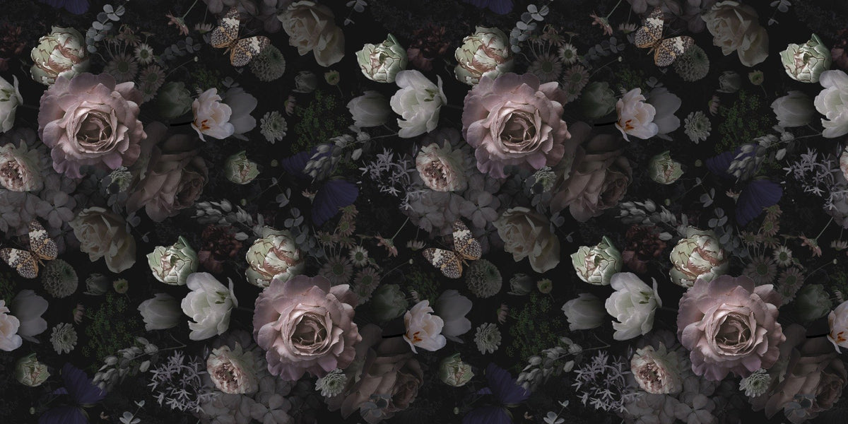 Dark Flower Wallpaper – Roses and Wildflower in your room — zoomed