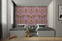 Wallpaper with a soft pink background.

