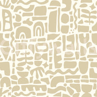 A seamless pattern of colorful shapes on a wall

