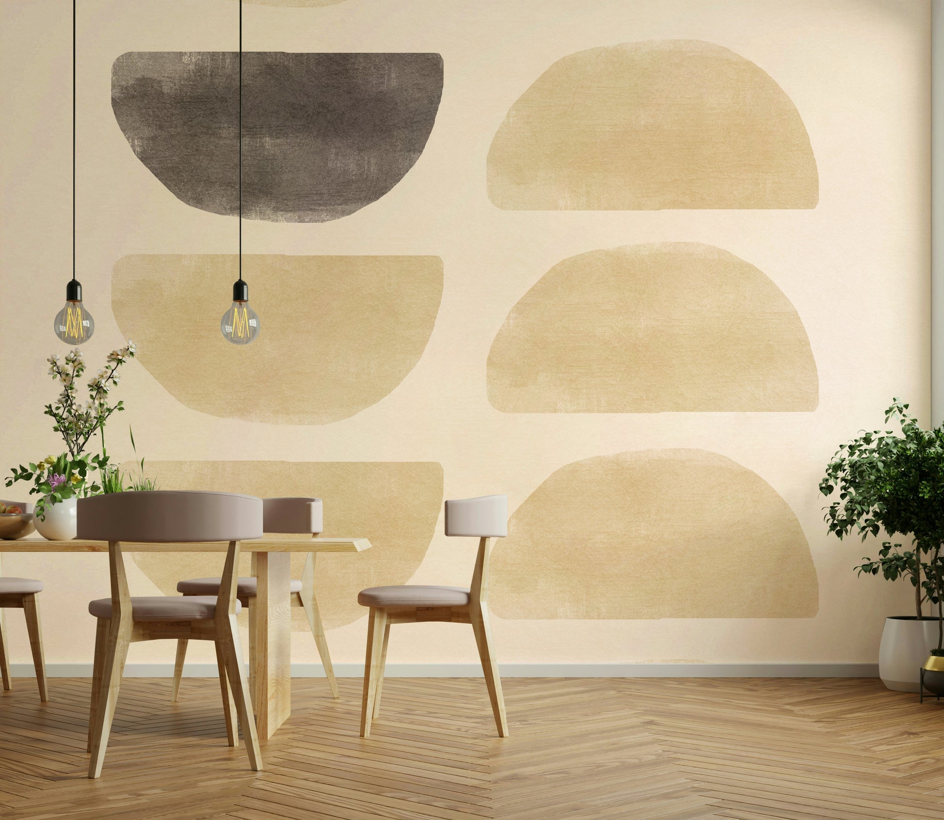 Minimalist beige mural wallpaper

