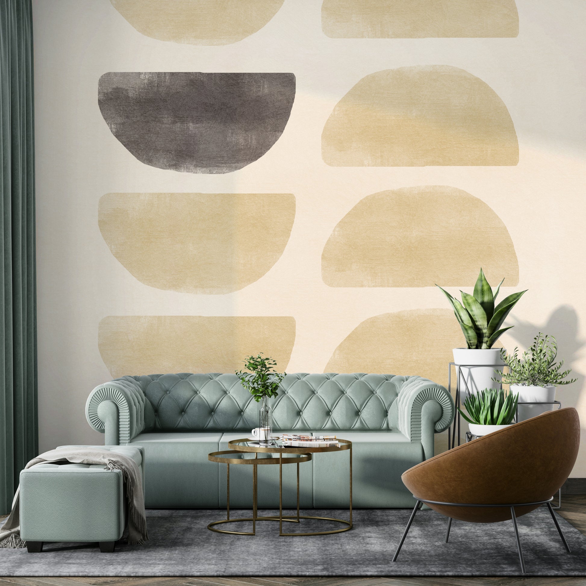 Abstract shape wall mural look

