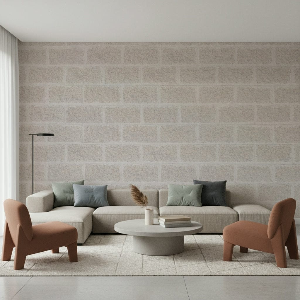 Warm neutral brick texture mural creating a cozy, grounded ambiance for home décor.