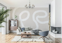 A beautiful abstract brushstroke wallpaper mural with simple lines.