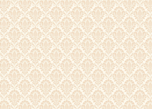 Artful Damask Pattern in Beige Wallpaper
