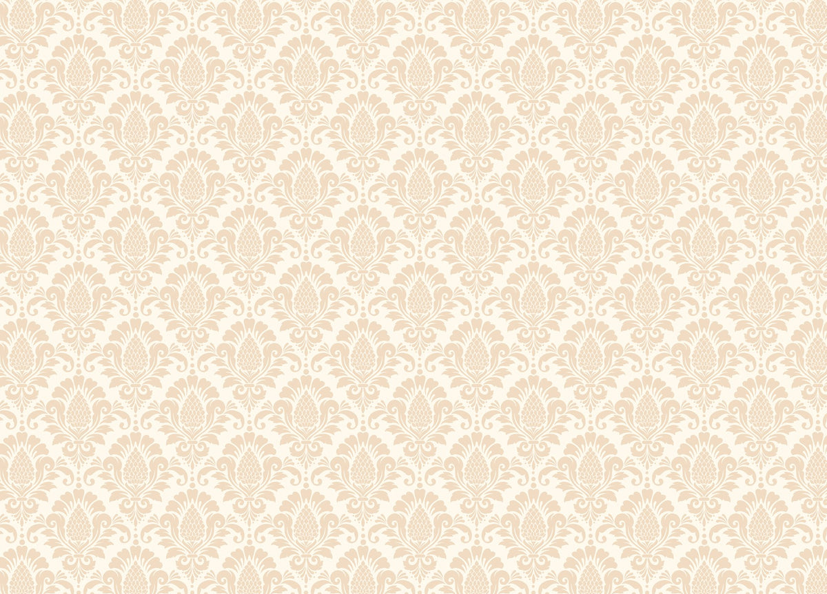 Artful Damask Pattern in Beige Wallpaper in your room — zoomed