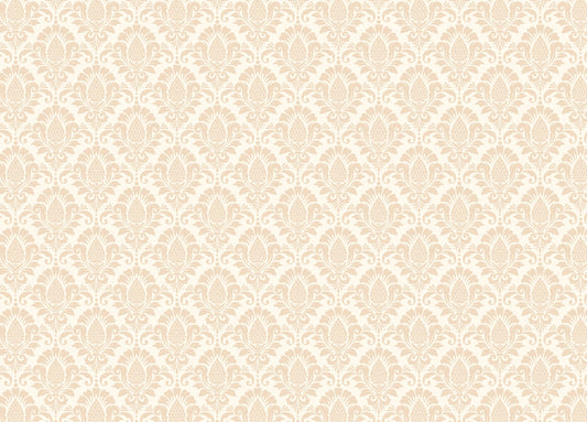 Artful Damask Pattern in Beige Wallpaper