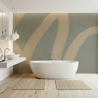 A calming abstract design wallpaper mural that defines a space.