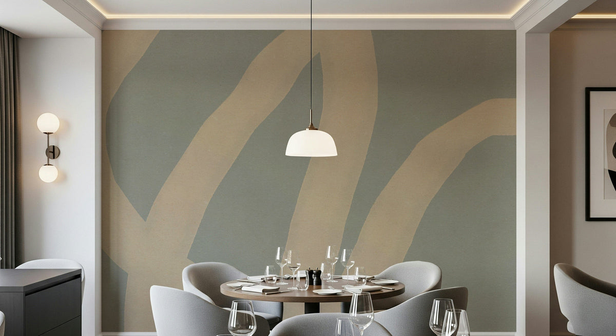 A beautiful minimalist abstract wallpaper mural with subtle, curved lines.