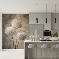 Sophisticated Beige Blooms peel and stick wallpaper for bedrooms.