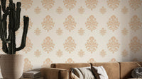 Vintage beige damask wall mural design
