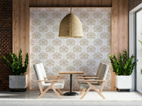 Floral Symmetry Wallpaper – Decorative wall design showcasing repeating floral motifs in balanced arrangements.