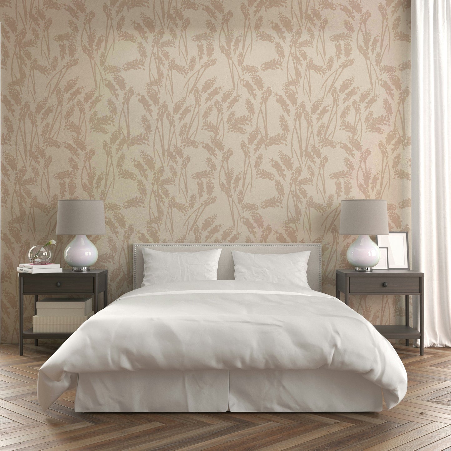 Beige Grasses wallpaper for a calm bedroom

