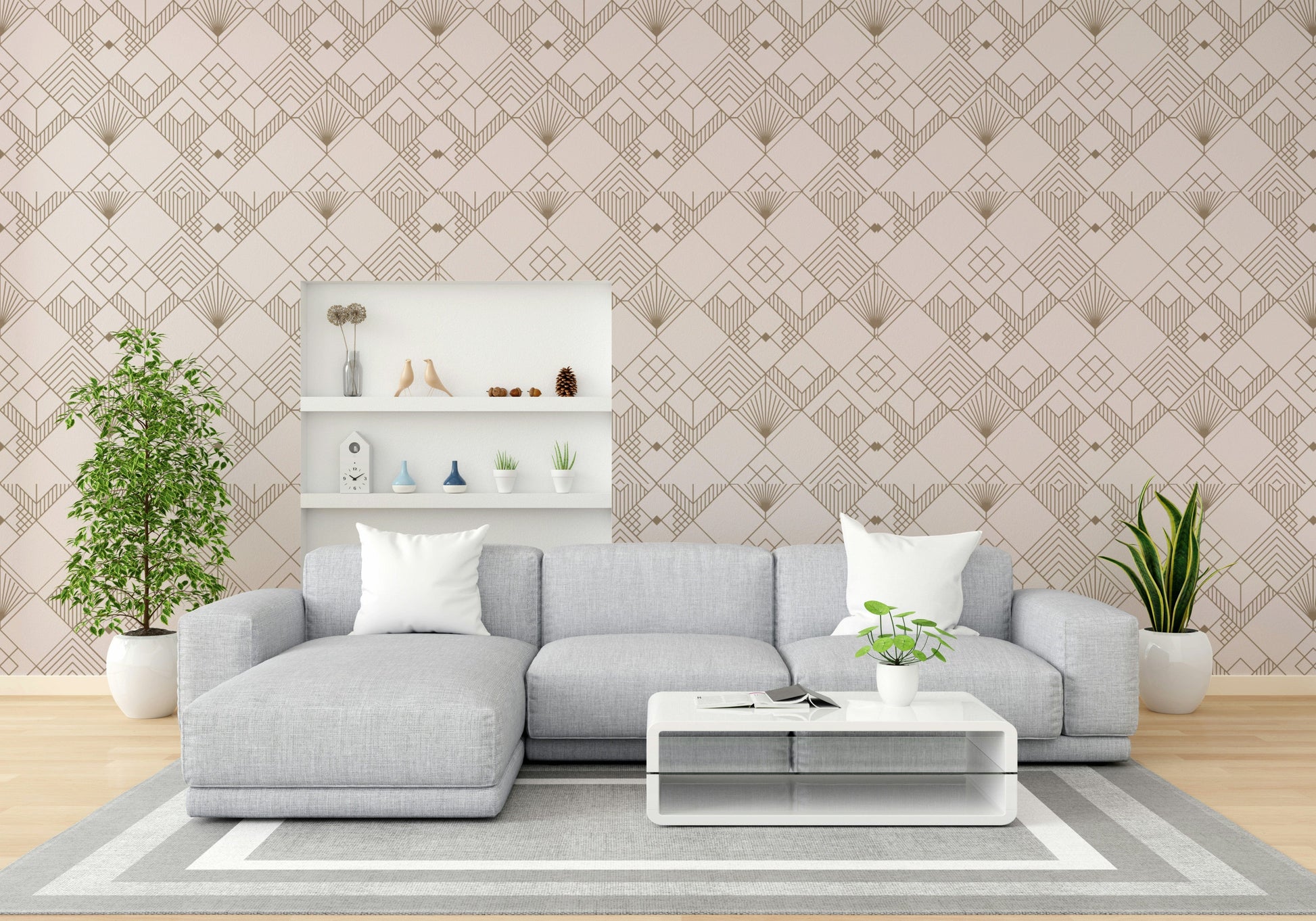 A peaceful wallpaper with a modern, geometric design.

