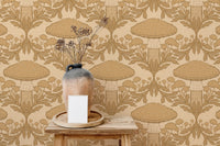 Stylish beige mushroom wallpaper for modern, rustic-inspired walls.
