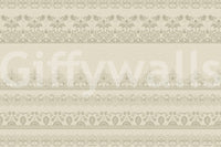 Ornate lace trim wall mural for a traditional master bedroom home décor.