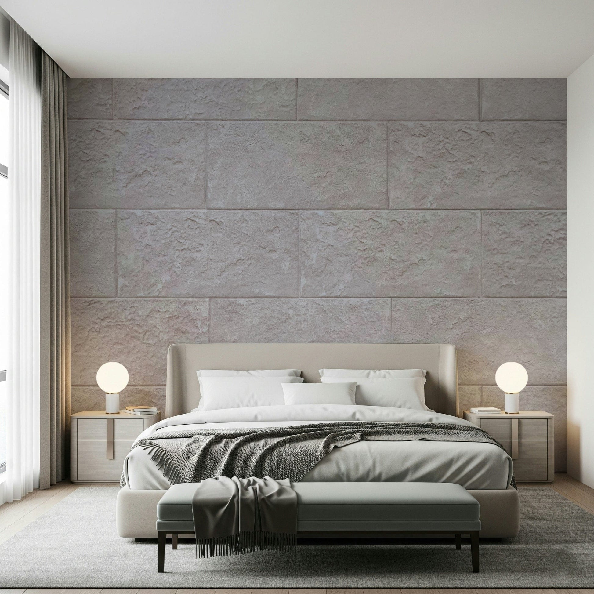 Wall mural featuring precise stone blocks with subtle shading for modern rustic or sophisticated décor.