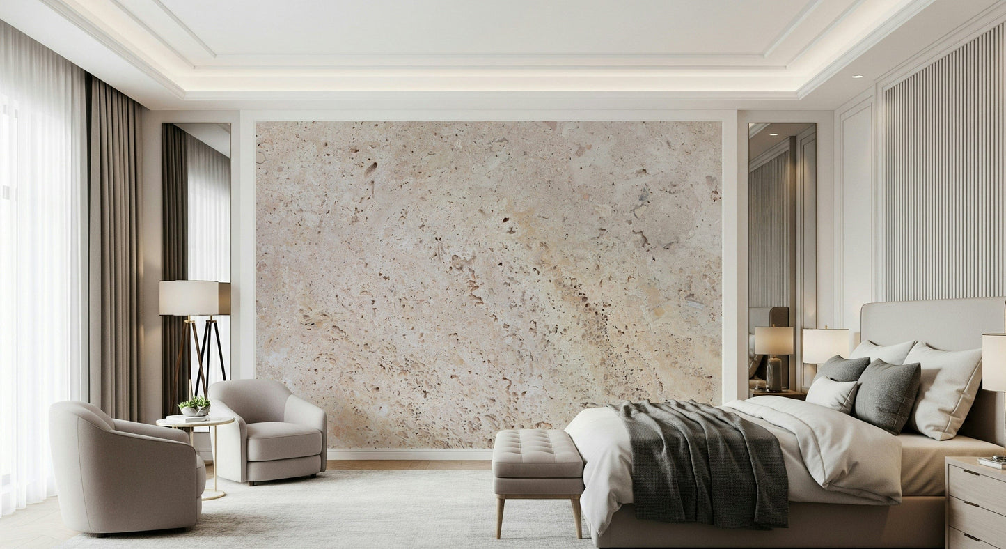 Light-toned stone wallpaper mural with subtle color variations for elegant and cozy décor.