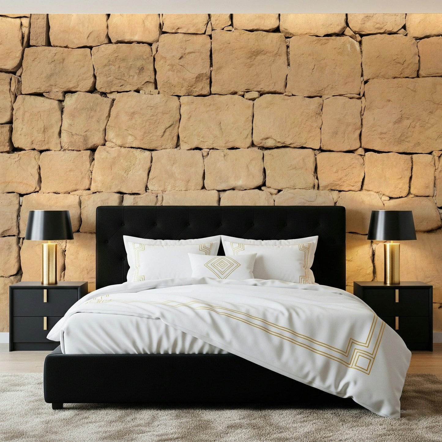 Earth-inspired wall mural with raw surface texture and warm tones creating a natural atmosphere.