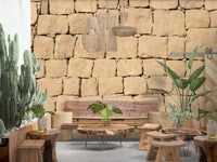 Clay-textured wallpaper mural with natural imperfections and depth for a handcrafted wall effect.