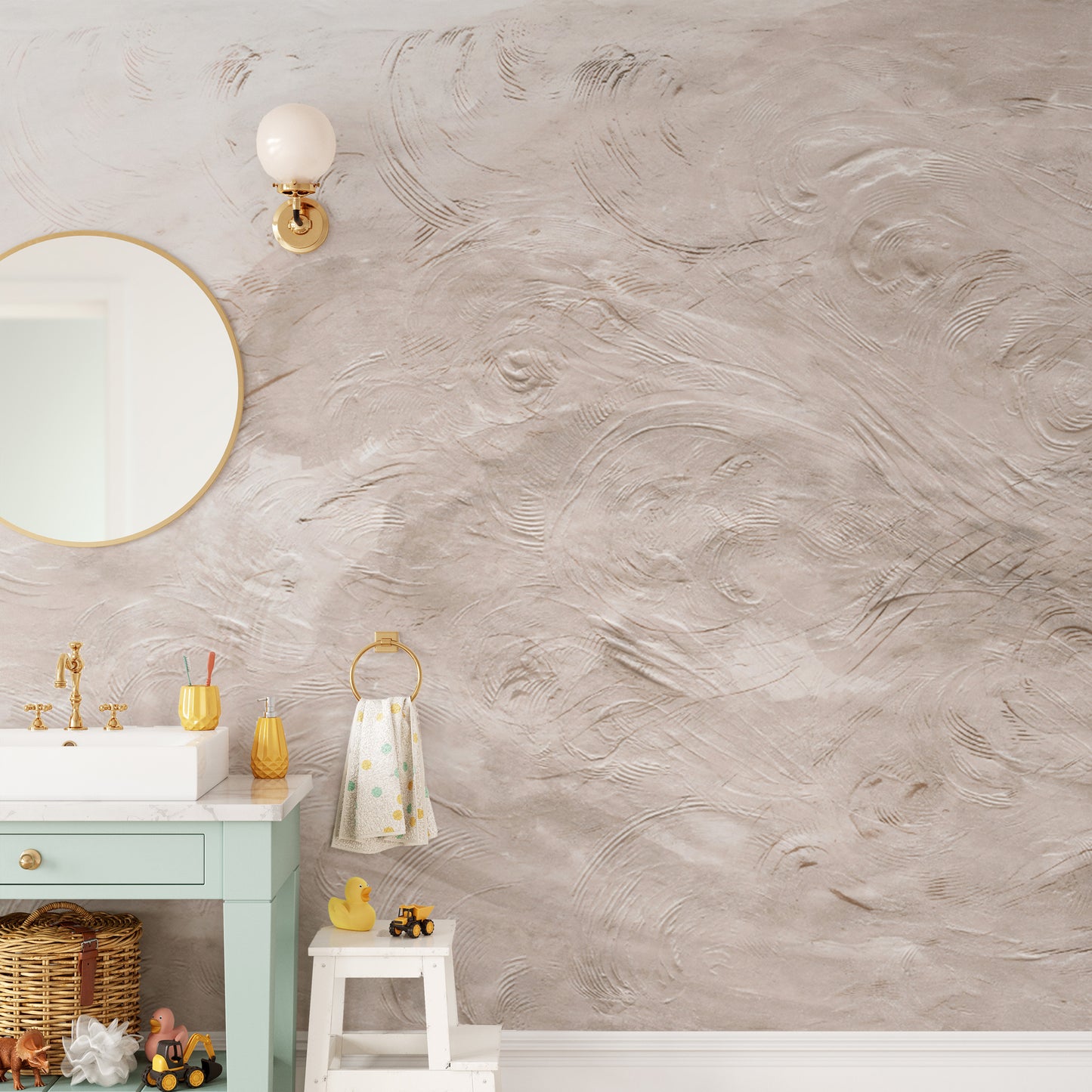 Swirl pattern beige wallpaper for modern spaces
