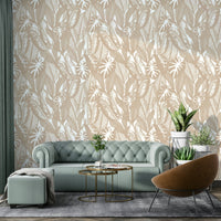 Neutral tone leaf Tropical wallpaper

