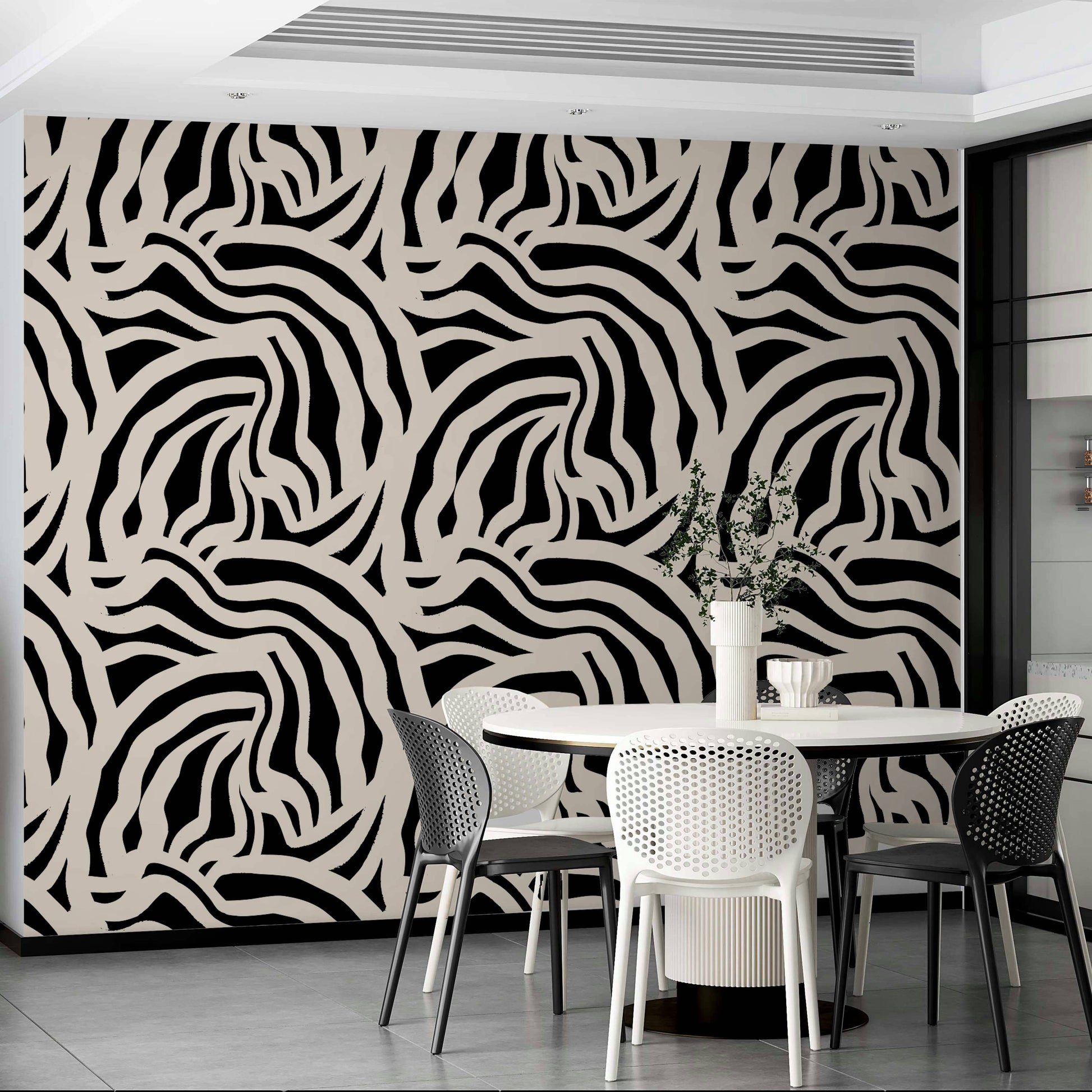 The design is a repeating pattern of vertical wavy lines.
