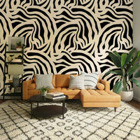 The background of the wallpaper is a soft, off-white color.
