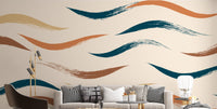 Elegant wavy pattern beige wallpaper mural for walls