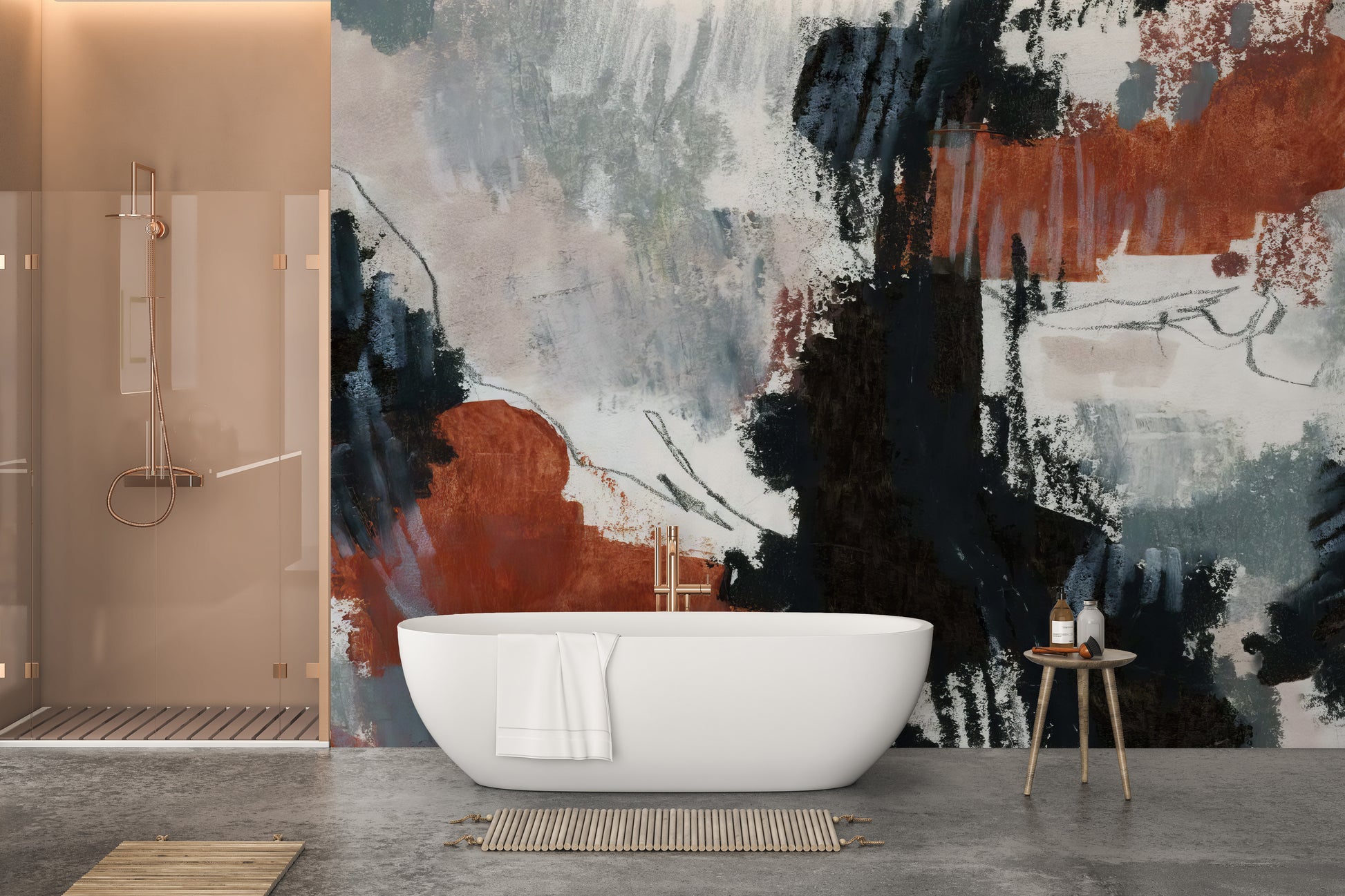 Brushstroke Art Wallpaper Mural Bathroom