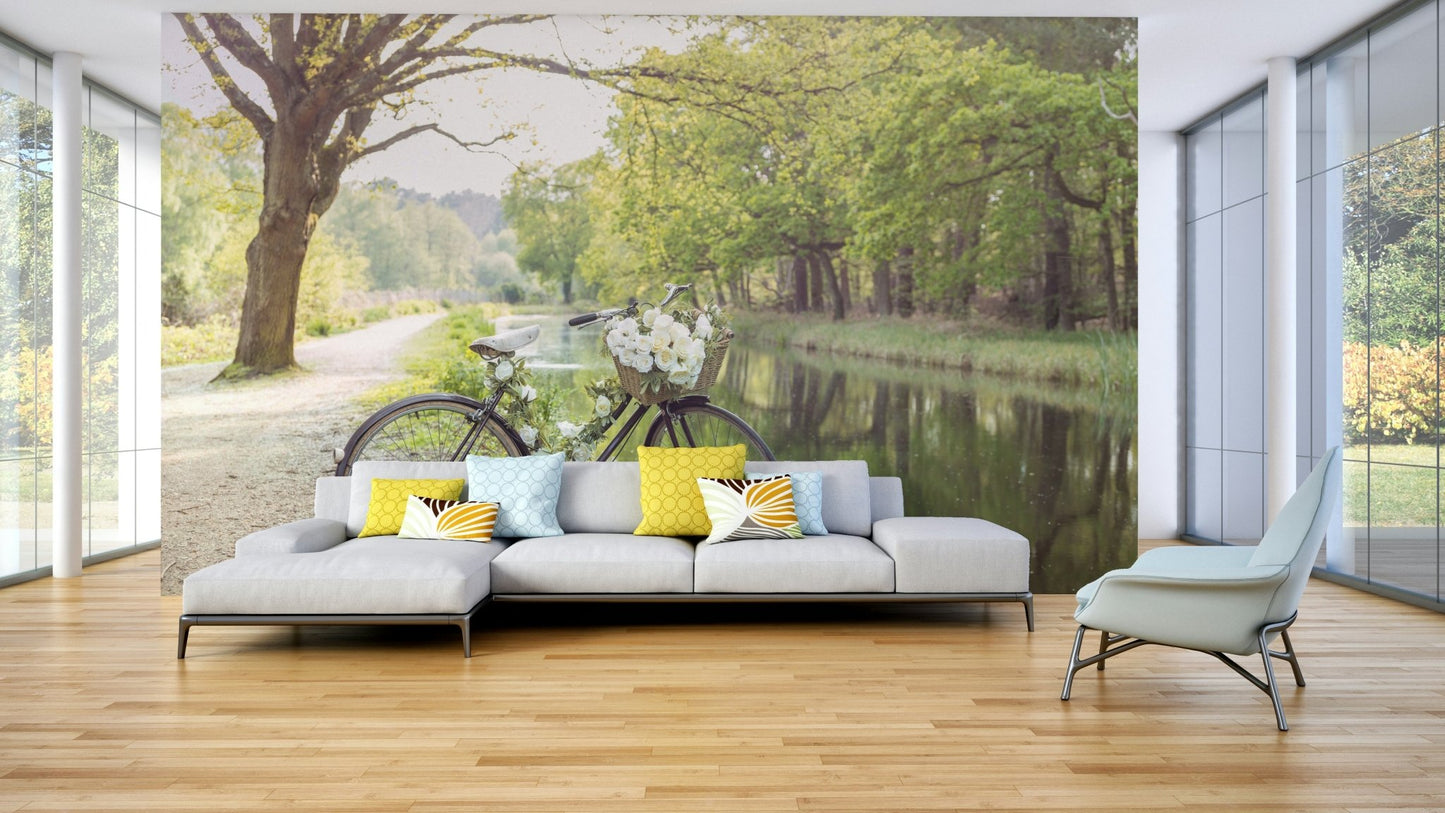 Nature-inspired wall mural for rooms
