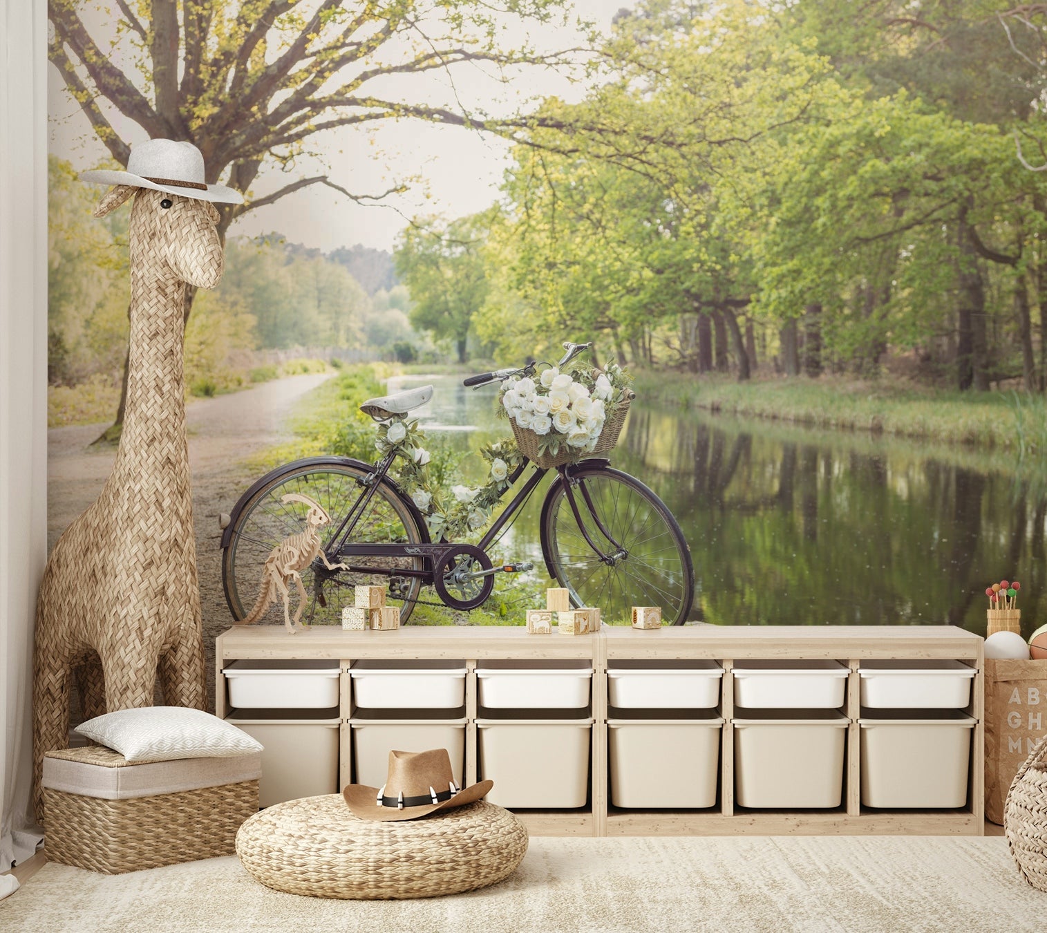 Serene canal scene wall design
