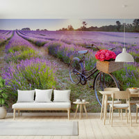 Rustic home accent, Bicycle in a Lavender Field, easy install wall decoration.
