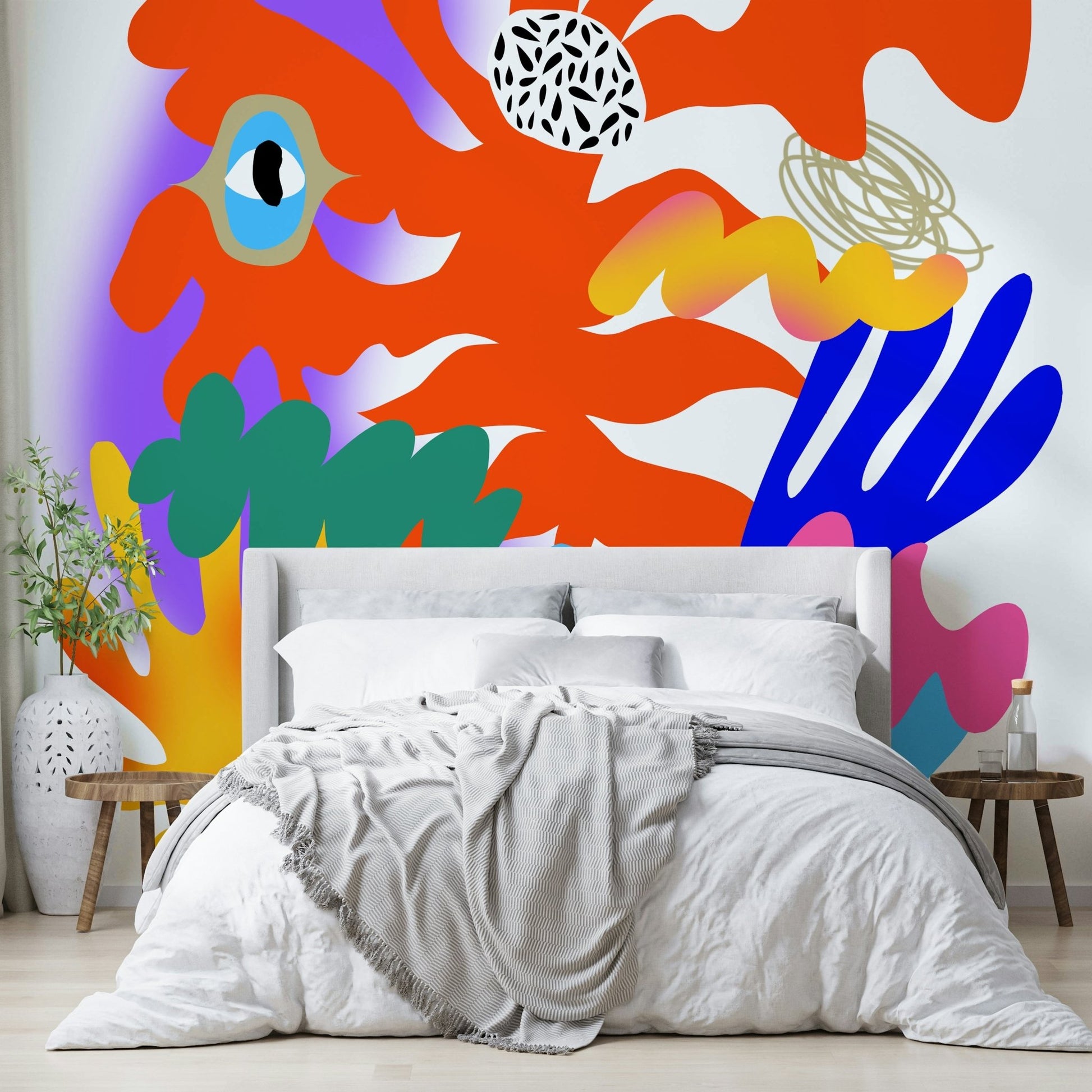 Big Bang-inspired mural with vibrant cosmic patterns and colors

