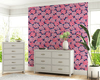 Abstract hydrangeas print wall decor. Big Bloom Hydrangeas Vintage mural.