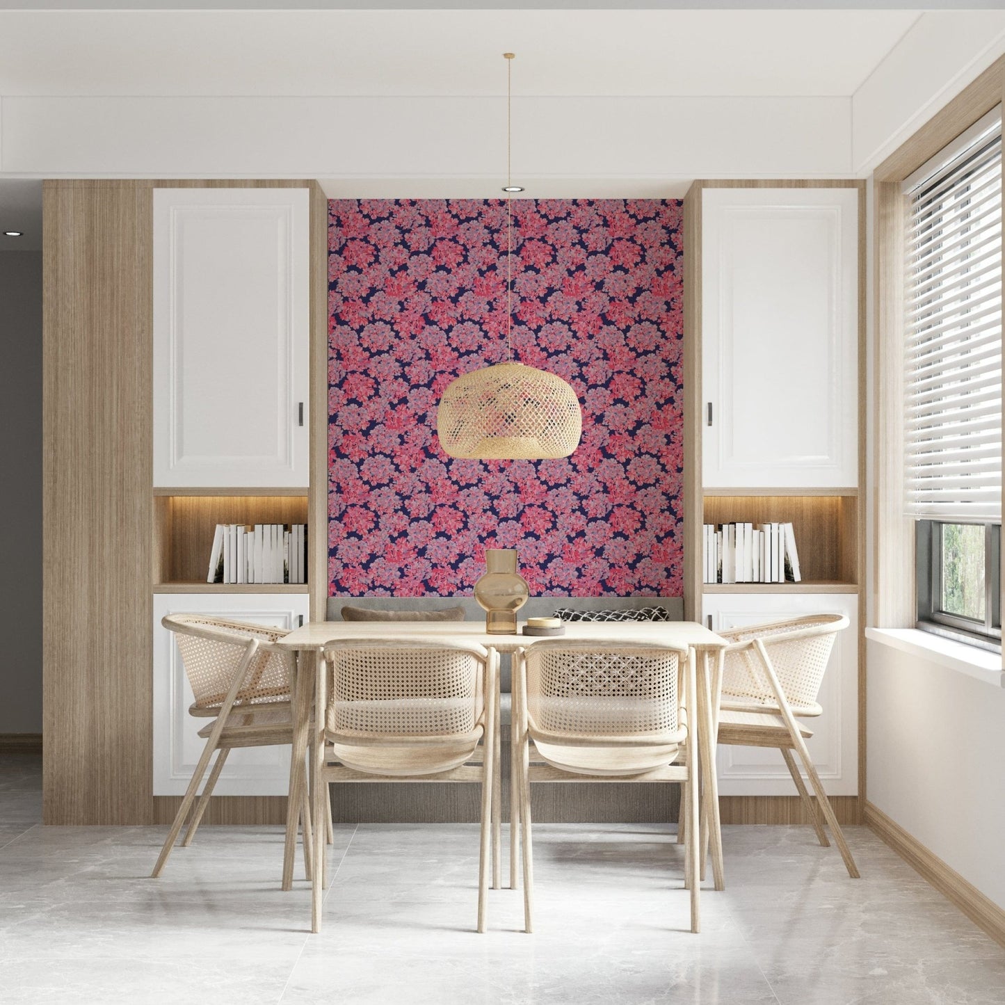 Pink Blue Blush Big Bloom Hydrangeas decorative adhesive paper.