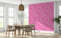 Pink vintage English Floral wallpaper mural sophisticated bright color.