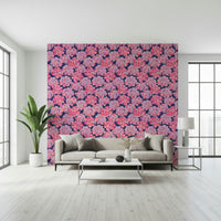 Big Bloom Hydrangeas Vintage flowered wall covering. Decor pink shades.