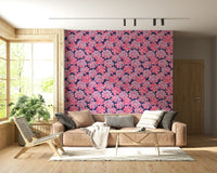Pink Blue Blush Big Bloom Hydrangeas pattern. Removable wallpaper for home.
