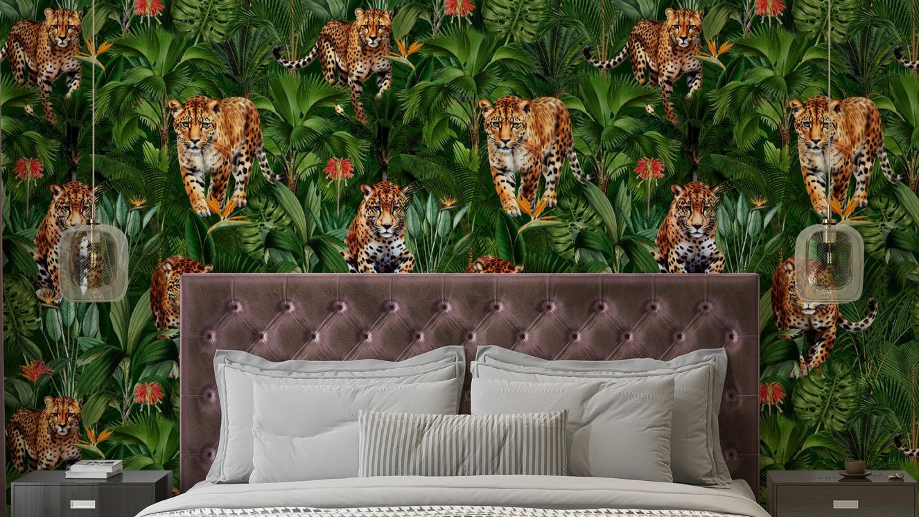 Big Cats of the Jungle wallpaper featuring tigers, lions, and leopards

