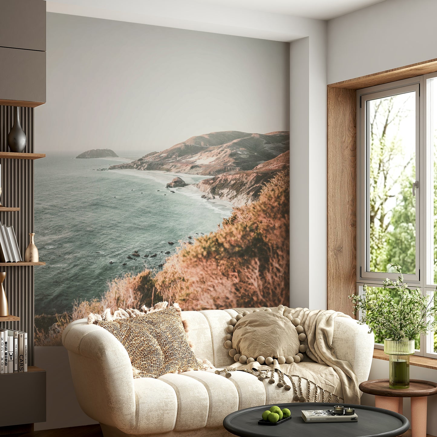 Big Sur coastal mural adding a natural, scenic vibe to your space.

