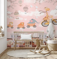 Playful mural wallpaper for children's room
