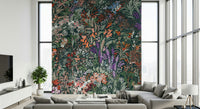 Stunning Biodiversity Canvas mural, forest growth, expressive color, organic shapes.
