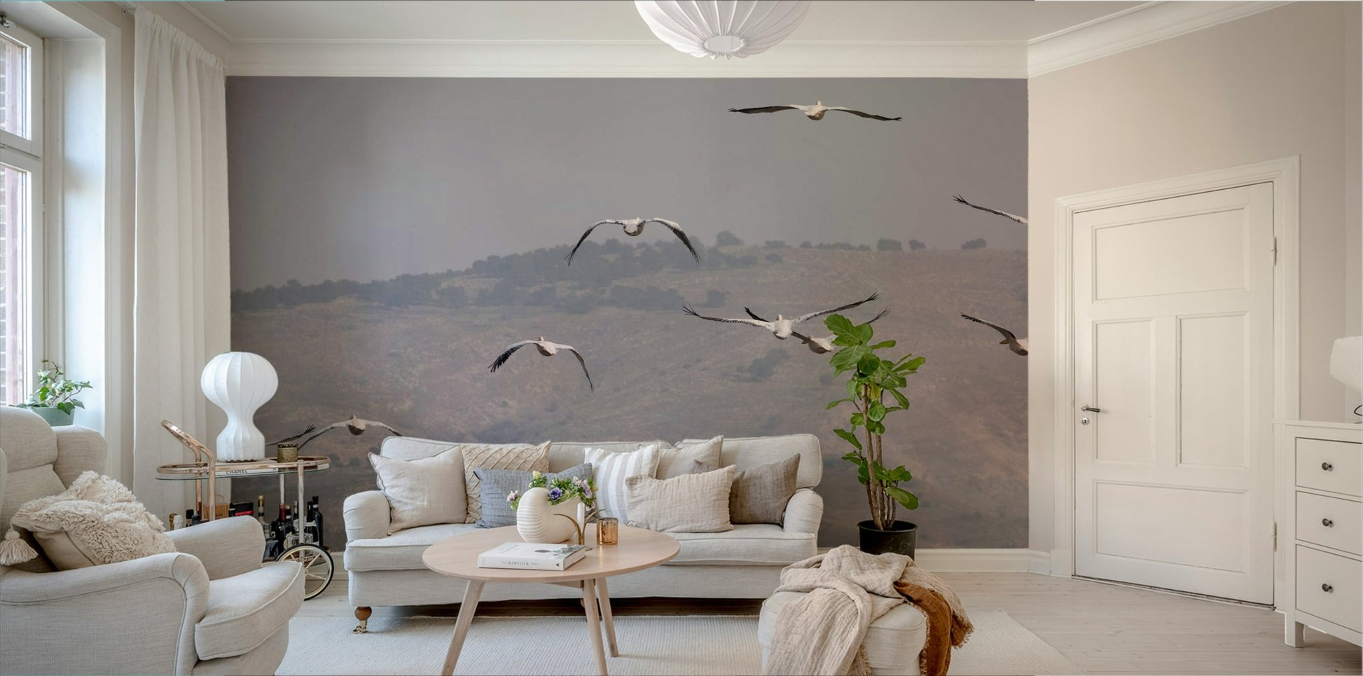 The colors are soft, natural, and harmonious, often muted.
