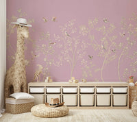 The background is a calm mauve color.

