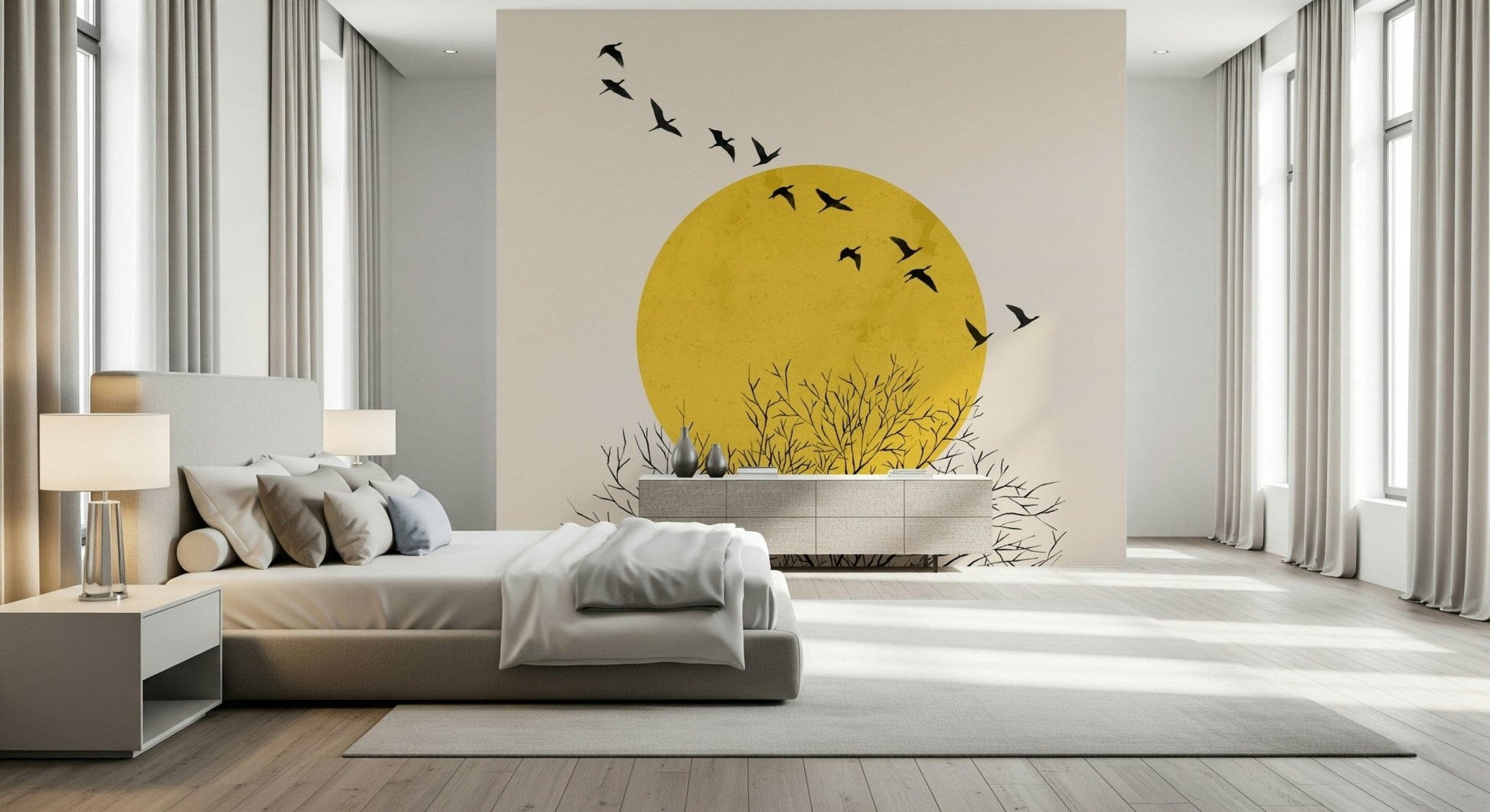 Birds at Sunrise Wall Mural