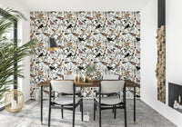 Elegant Winter Berries Watercolor wallpaper for walls, dark fruit motif.