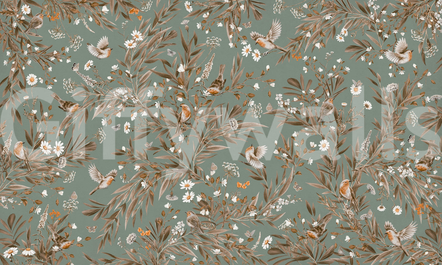 Birds & Blooms Symphony Wall Mural
